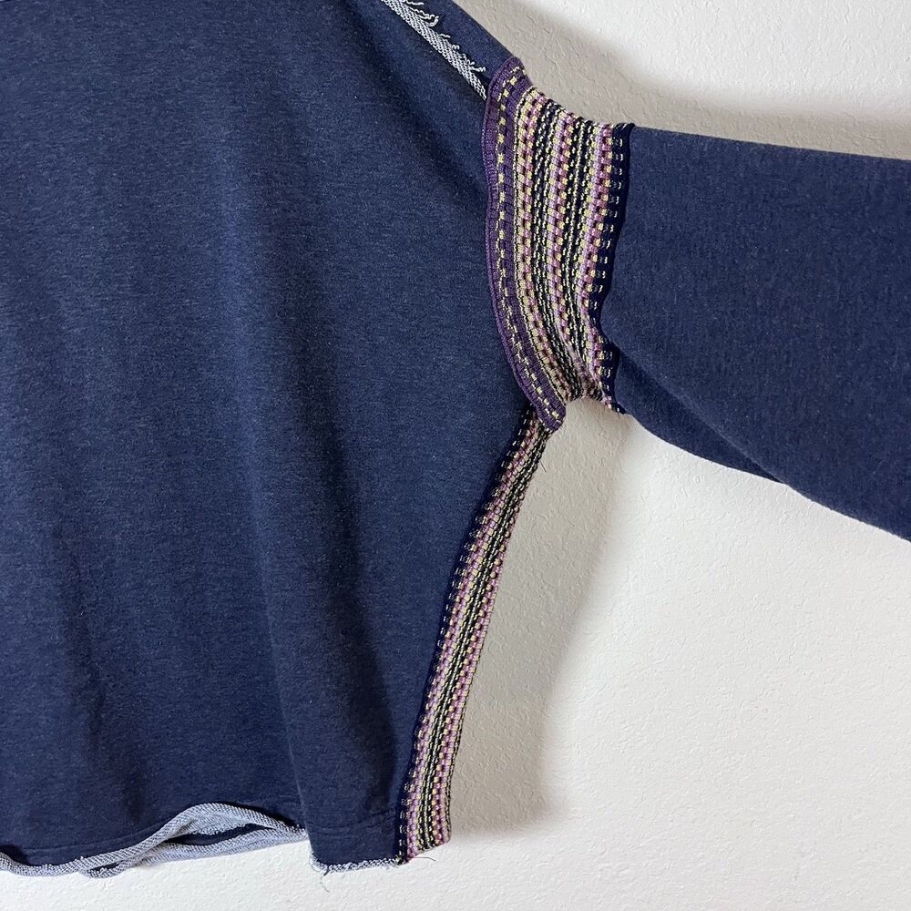 Natural Life Boho Oversized Knit Trim Blue Sweatshirt Size Large/XL - Picture 7 of 11